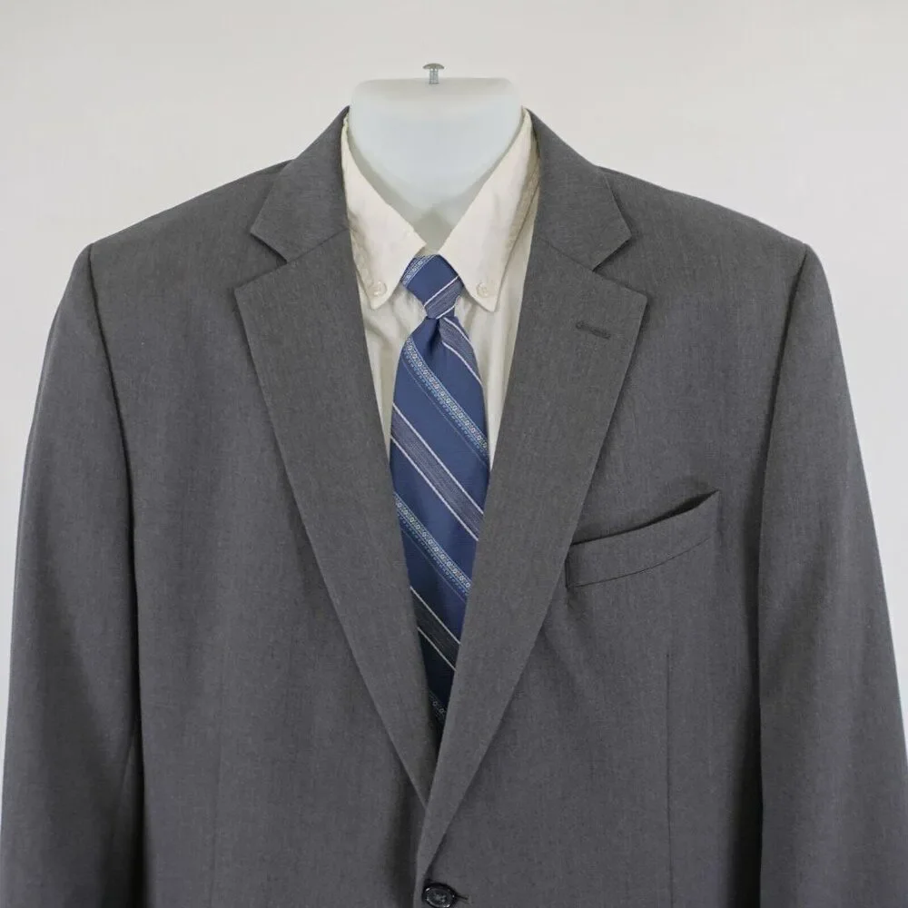 Stafford Wool Blend Classic Fit Gray Travel Suit Jacket 44L Or Slim 46L 2 Button